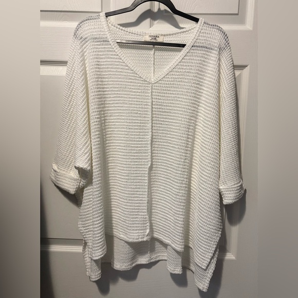 Zenana Outfitters Tops - Zenana Outfitters Ivory Textured Knit Top